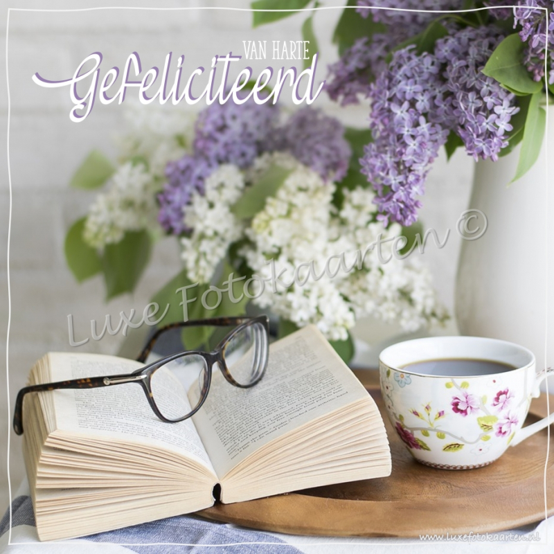 Gefeliciteerd Algemeen - boek, bril, koffie